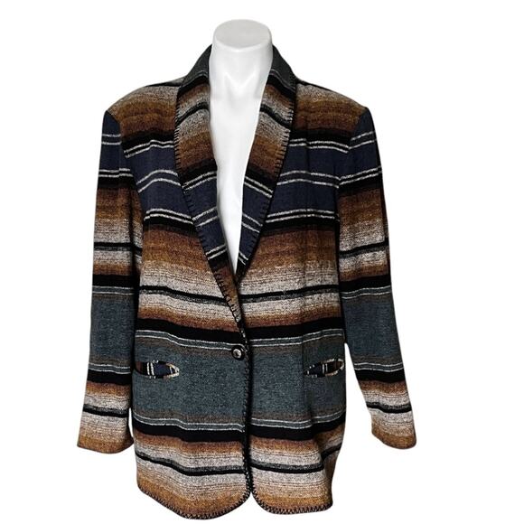 Vintage David Paul Southwestern wool blend blazer jacket size large - Picture 1 of 11